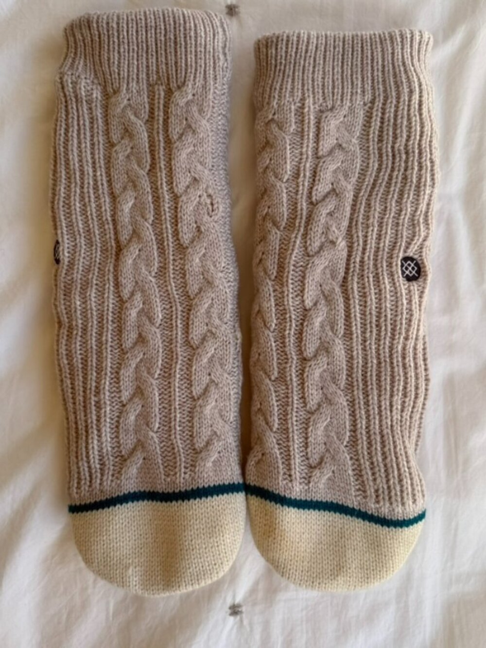 Stance Cable Knit Sherpa-Lined Socks in Cream — One Size